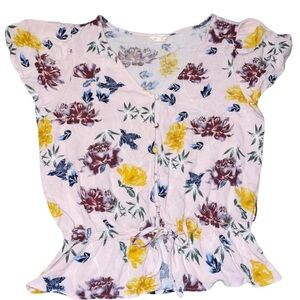 Aeropostale floral blouse w/ cinched waist